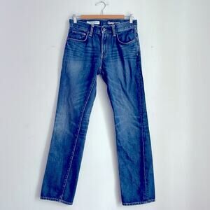 GAP 1969 straight leg whiskered dark wash denim jeans sz 28x30